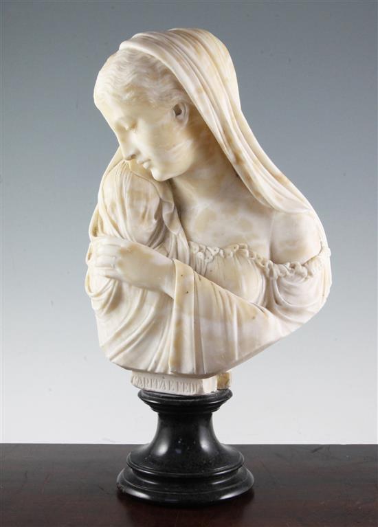 A 19th century Italian marble bust of a mother and infant, H.17in.